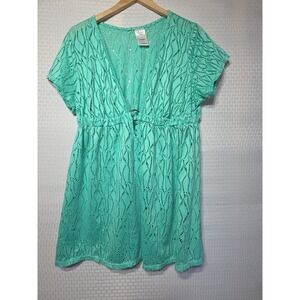 Catalina 1X Women's Crochet Lace  Swimsuit Cover Up Teal‎ Plus Size Beachwear